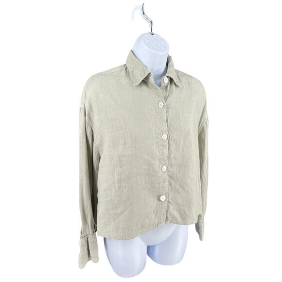 Zara Women’s Linen Top in Light Grey size S NWT Resort Wear Vacation Beachy - Picture 4 of 9